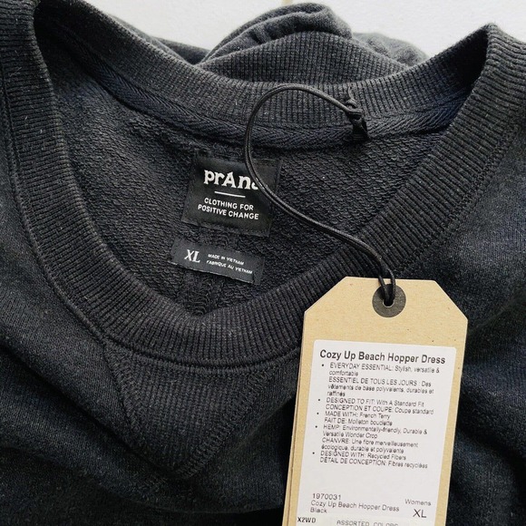 Prana XL Dress Cozy Up Beach Hopper Black Sleeveless Pockets Drawstring NWT New - Picture 10 of 11